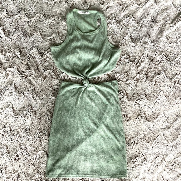 12th Tribe Knot My Vibe Green Cutout Mini Dress - Picture 2 of 3